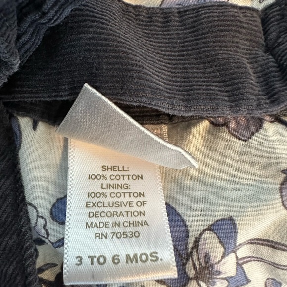 Janie and Jack Girls Dark Gray Corduroy Floral Lined Dress (Size 3-6 Months) - Picture 6 of 6